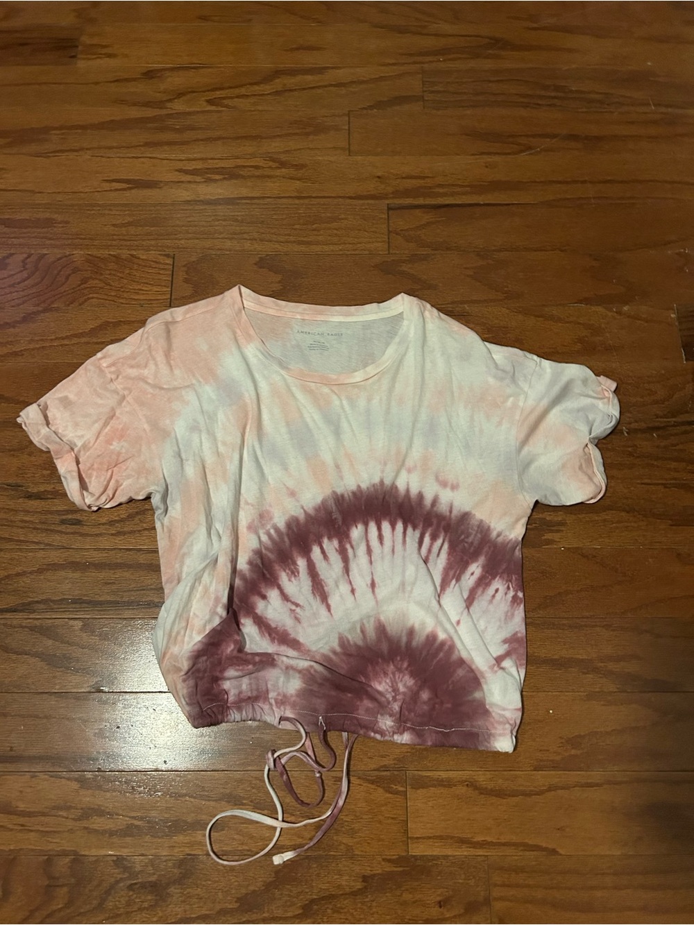 American Eagle Outfitters Tie-Dye Drawstring Crop Top - Pink & Maroon